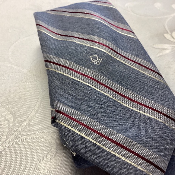CHRISTIAN. DIOR. VINTAGE TIE. LOGO. BEAUTIFUL STRIPED  PURE DIOR !!!! - Picture 1 of 8